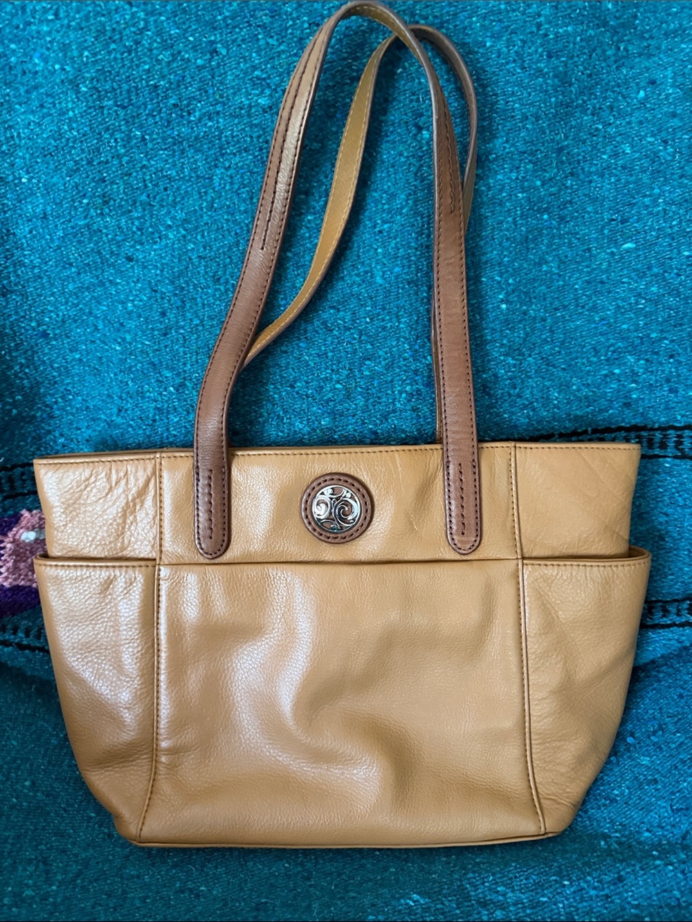 Brighton Two-Tone Tan and Brown Leather Shoulder Bag